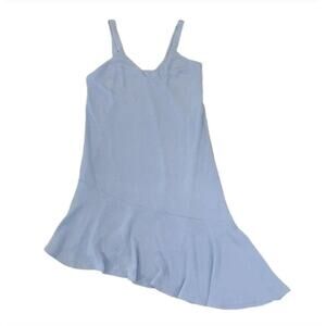 NWT Nordstrom's Lush Slate Blue Ruffle V-Neck Asymmetrical Dress - SIZE MEDIUM